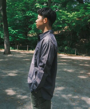 SHARE PARK MENS 【UVカット・撥水・ストレッチ】イージーデニムレギュラーカラーシャツ ネイビー系