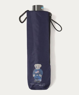 MOONBAT 【WEB限定/遮光率100%/遮熱/UV/耐風】POLO RALPH LAUREN（ポロ ラルフローレン）晴雨兼用日傘 ポロベア 無地 折りたたみ傘 ディープブルー