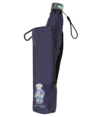 MOONBAT 【WEB限定/遮光率100%/遮熱/UV/耐風】POLO RALPH LAUREN（ポロ ラルフローレン）晴雨兼用日傘 ポロベア 無地 折りたたみ傘 ディープブルー