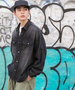 WEGO 【ユニセックス着用ITEM】 デニムBIGシャツ（LS） デニムブラックソノタ