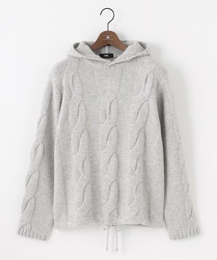 JOSEPH ABBOUD 【インポート素材/軽量】ベビーアルパカ ニットパーカー ライトグレー系