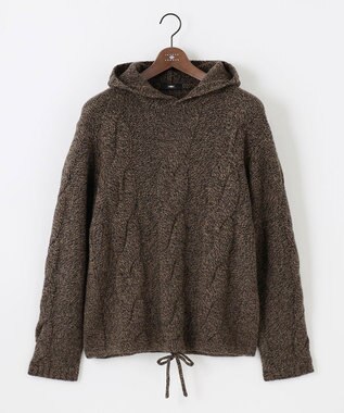 JOSEPH ABBOUD 【インポート素材/軽量】ベビーアルパカ ニットパーカー ダークブラウン系