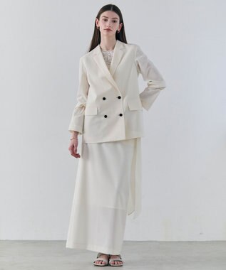 BEIGE， 【イージーケア・セットアップ対応】BATEAU / サイドディテール Iラインスカート Ecru