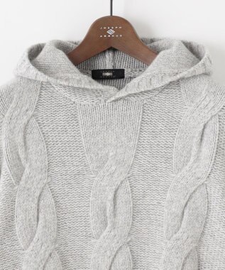JOSEPH ABBOUD 【インポート素材/軽量】ベビーアルパカ ニットパーカー ライトグレー系