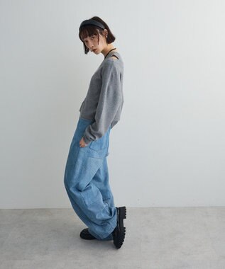 Green Parks SET2点Zipニットカーディガン+アメスリタンク Gray Mixture