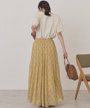 AMERICAN HOLIC 【選べる丈】チェックシアープリーツスカート Yellow