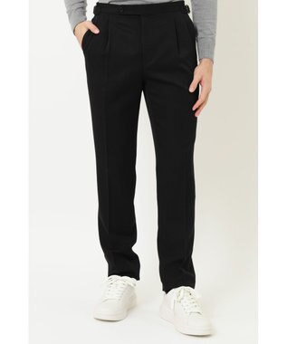 DAKS ツータックサイドベルトウールパンツ ブラック