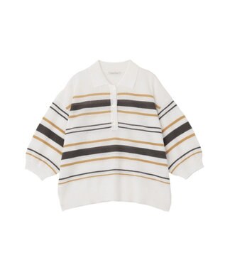 Green Parks 衿付き７分袖ニットプルオーバー