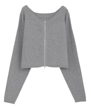 Green Parks SET2点Zipニットカーディガン+アメスリタンク Gray Mixture