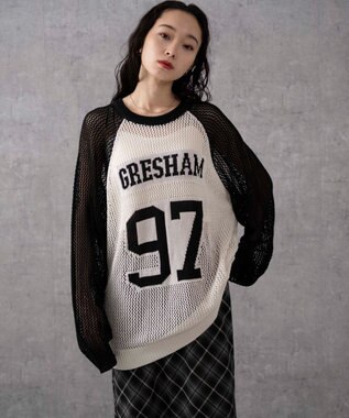 WEGO ロゴメッシュジャガードニット 柄1