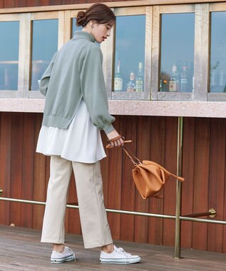 Tiaclasse L 【洗える】コンビフレアニットトップス ミント