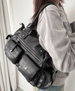 WEGO ポケットデザインボストンショルダー