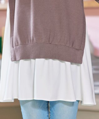 Tiaclasse 【洗える】コンビフレアニットトップス モカ