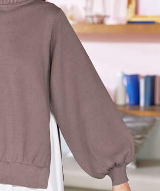 Tiaclasse L 【洗える】コンビフレアニットトップス モカ