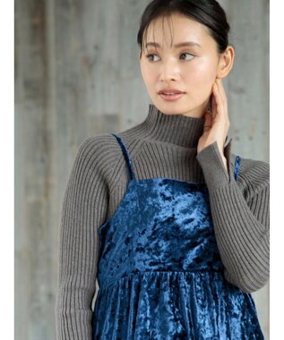 Green Parks ・Ｐｅｔｉｔ　Ｆｌｅｕｒ　ボトルネックリブニット Charcoal Gray