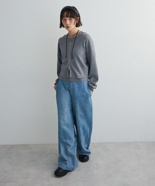 Green Parks SET2点Zipニットカーディガン+アメスリタンク Gray Mixture