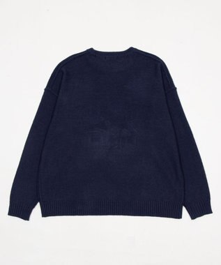 WEGO サテンワッペンニットプルオーバー ネイビー
