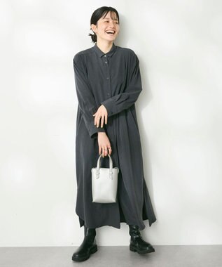 CRAFT STANDARD BOUTIQUE イージーケアタック入りワンピース Charcoal Gray