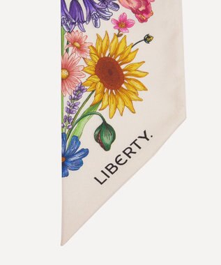 LIBERTY. フローラル・ミューズ 8x160スキニー シルク スカーフ クリーム