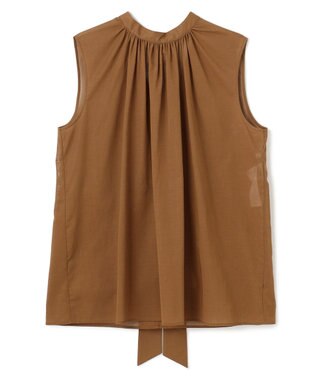 BEIGE， 【洗える】BAC / コットンバックボウタイノースリーブブラウス Brown