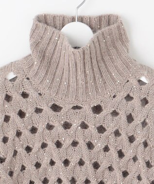自由区 【カトリエムブーケ】Paillette mix スパンコールプルオーバーニット ベージュ