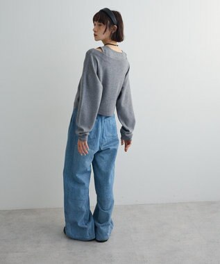 Green Parks SET2点Zipニットカーディガン+アメスリタンク Gray Mixture