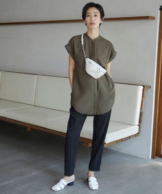 ICB 【接触冷感・UVケア・速乾・洗える】FluidBackSatin ドロストパンツ ブラック系