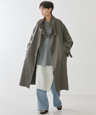 AMERICAN HOLIC スタンドカラーニュアンスロングコート Charcoal Gray