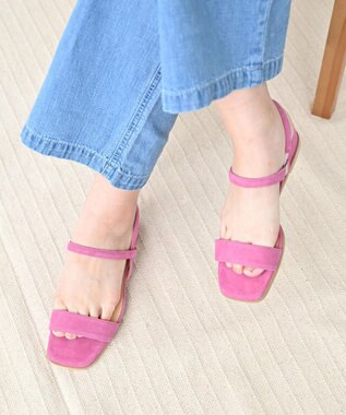 Pointer 日本製 本革バックストラップサンダル ピンク(スエード)