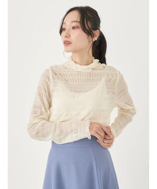 earth music&ecology ジャガードシャーリングシアートップス Ivory