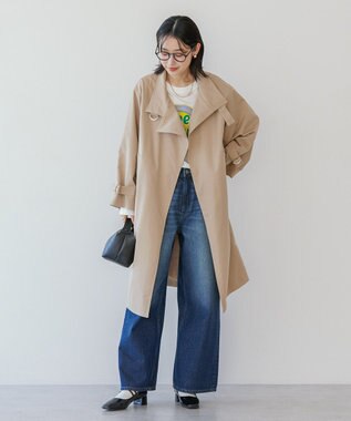 AMERICAN HOLIC スタンドカラーニュアンスロングコート Beige