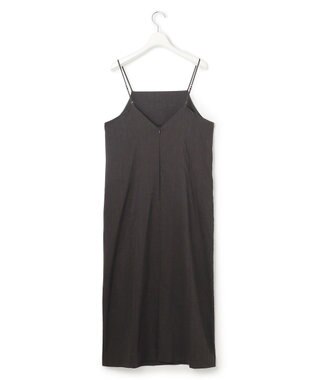 23区 【洗える】リネンレーヨンストレッチ  Iライン キャミソール ワンピース ダークブラウン系