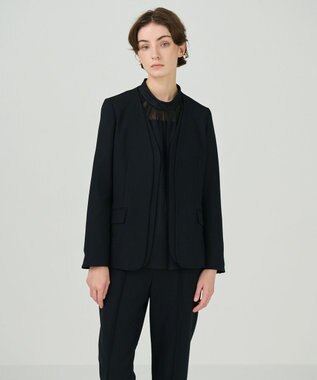 GRACE CONTINENTAL ノーカラーレイヤードジャケット ブラック