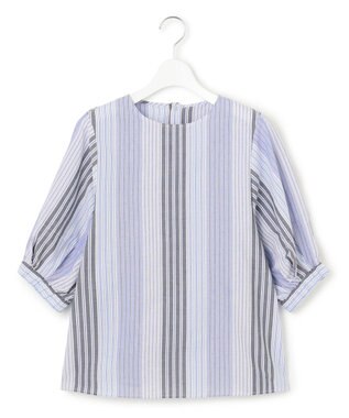 J.PRESS YORK STREET 【WOMEN】マルチストライプ ブラウス ブルー系1