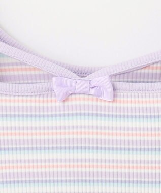 ANY KIDS オン・オフショルダー ボーダー Tシャツ ラベンダー系