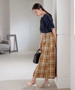 Tiaclasse 【洗える】ボリュームスリーブリボンブラウス ネイビー