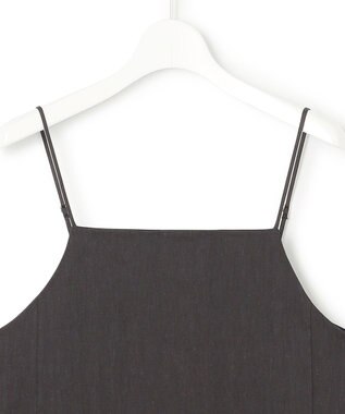 23区 【洗える】リネンレーヨンストレッチ  Iライン キャミソール ワンピース ダークブラウン系