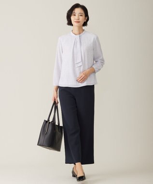 J.PRESS LADIES 幾何プリント ボウタイ カットソー ふじ色系5