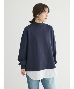 Green Parks 裏起毛ドッキングチュニック Navy