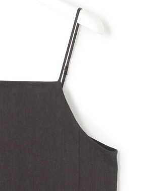 23区 【洗える】リネンレーヨンストレッチ  Iライン キャミソール ワンピース ダークブラウン系