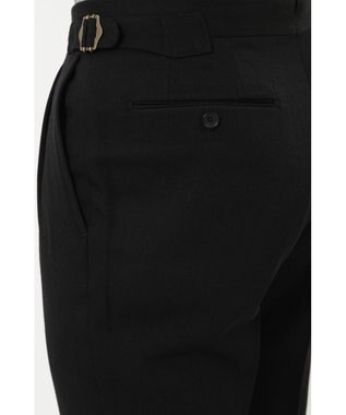 DAKS ツータックサイドベルトウールパンツ ブラック