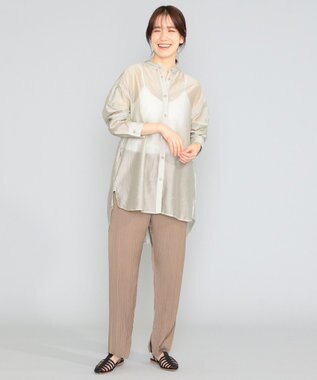 SHARE PARK LADIES 【洗える】アンティークサテンプリーツパンツ ダークブラウン系