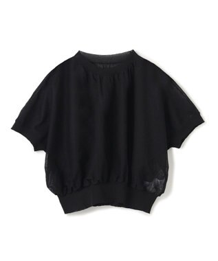 BEIGE， 【洗える・Oggi 7月号掲載】LUPINUS / リネン混半袖プルオーバーギャザーニット Black