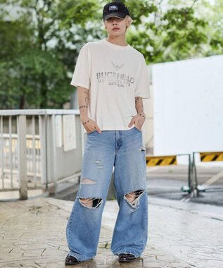 WEGO 【ユニセックス着用ITEM/MLサイズ展開】ステンシルロゴグラフィックT（SS） ホワイトアイボリー