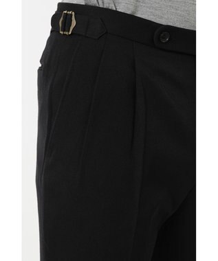 DAKS ツータックサイドベルトウールパンツ ブラック