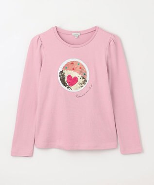 ANY KIDS ミラクルスパンコール長袖Tシャツ ピンク（オムライス×クマ）