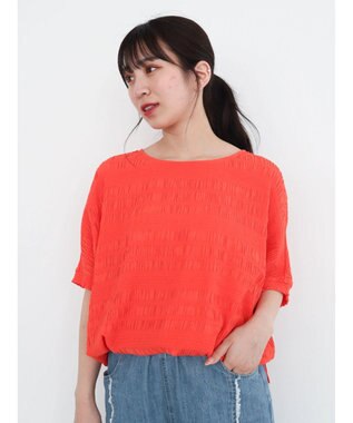 Green Parks ドロスト表面感プルオーバー Orange