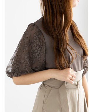 Te chichi レースバルーンスリーブニット