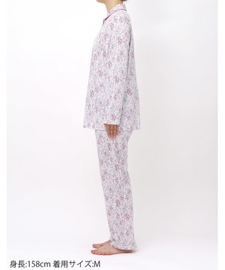 WACOAL パジャマ 長袖 長ズボン 綿100%(本体) 天竺素材 ミントン レディース NDX560 /ワコール ホワイト