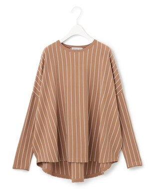 ICB L 【洗える】ヴィスコースワイド ストライプ柄プルオーバー ラディッシュブラウン柄系